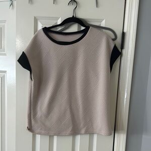 SHEIN Cream and Black Boxy T-shirt